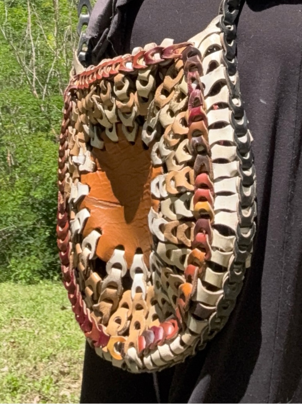 Handcrafted Multicolor Woven Leather Crossbody Bag